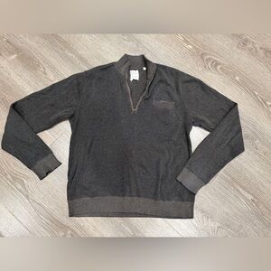 Billy Reid Charcoal 1/4 zip Sweater with pocket size XL